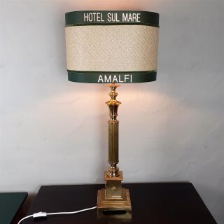 alte Tischlampe Lampenfuß Messing mit neuem Lampenschirm 63 cm